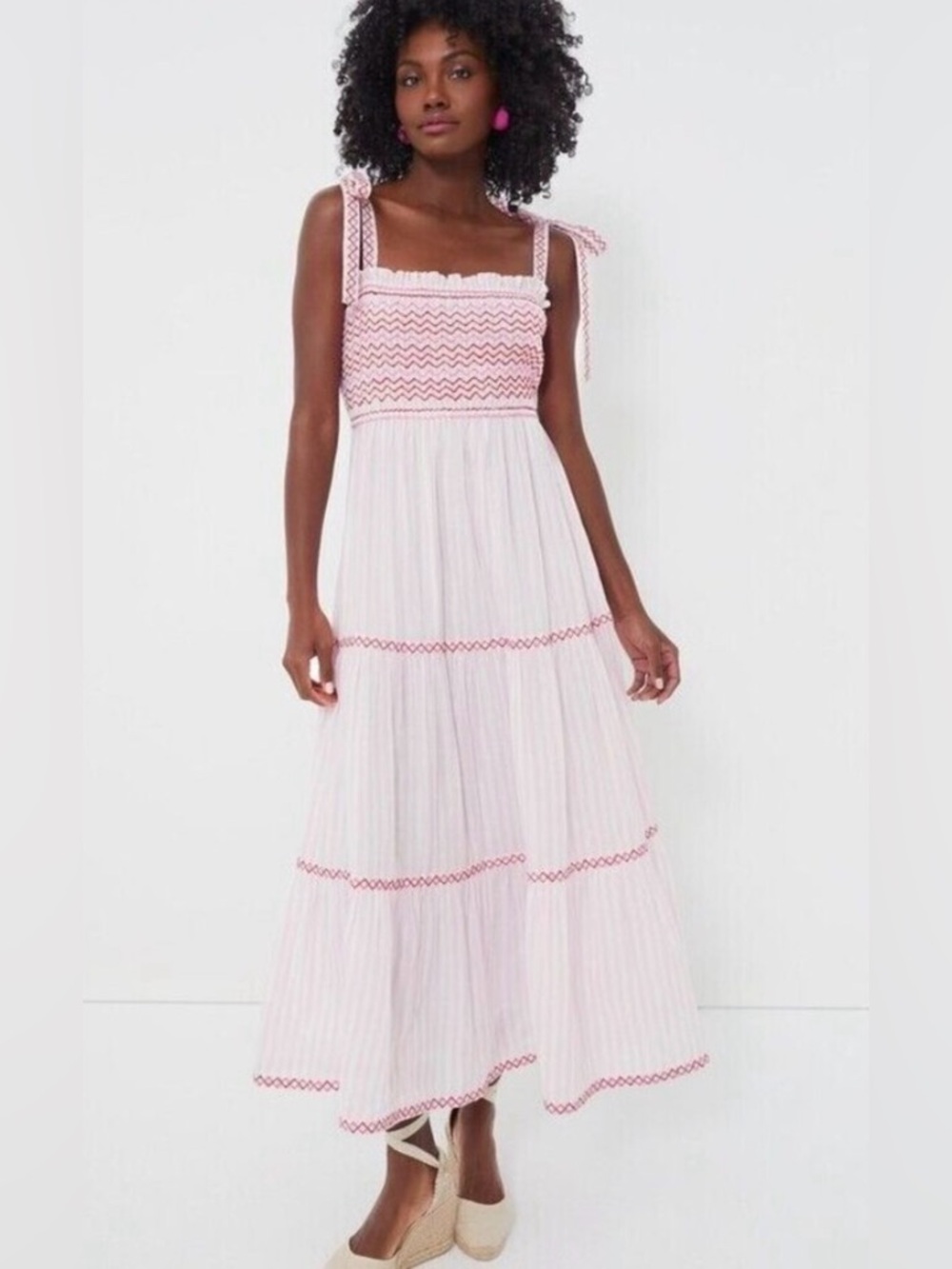 PINK CITY PRINTS Jessica in Candyfloss Hollyhock Stripe Cotton Large